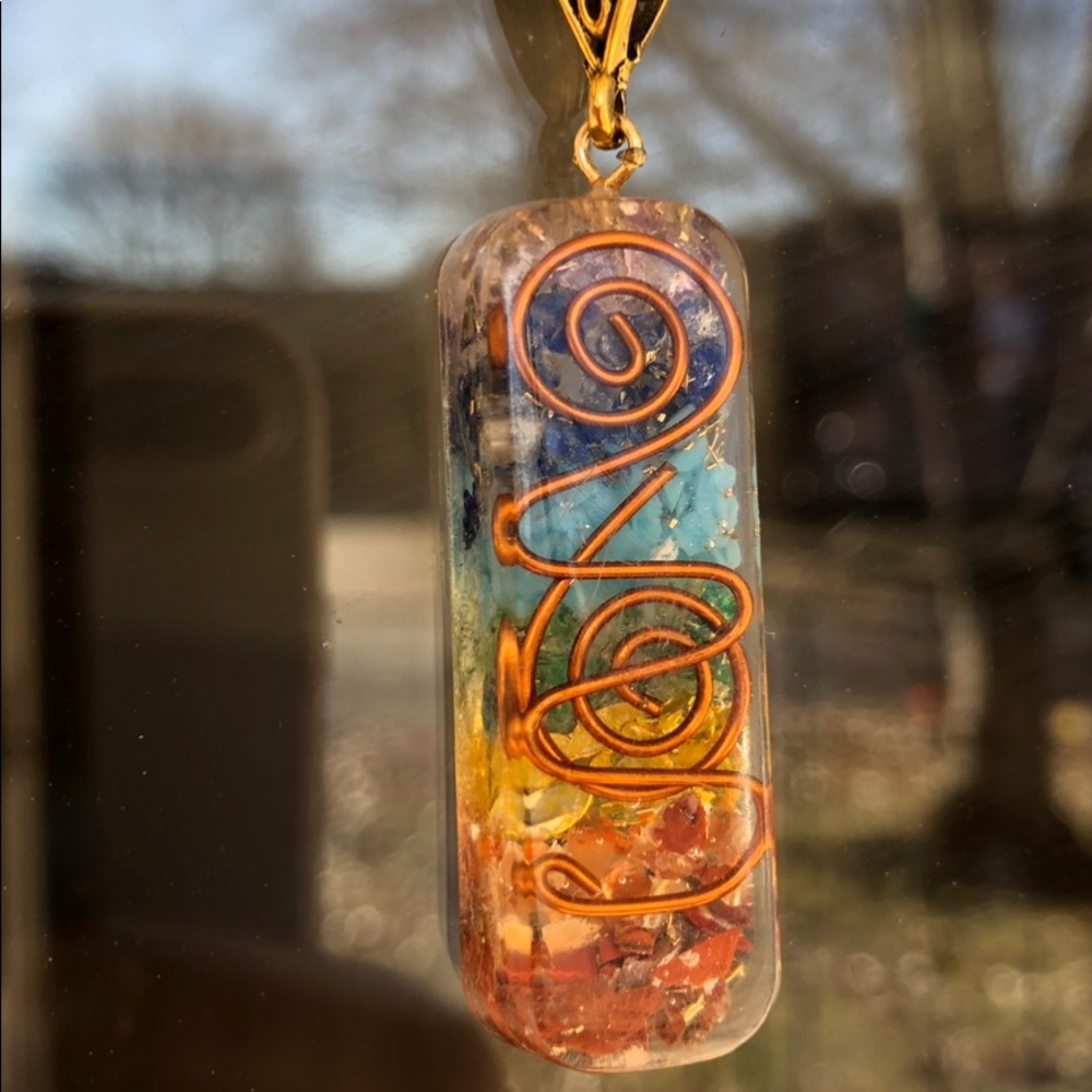 7 Chakra Orgone Pendant Copper Coil Necklace